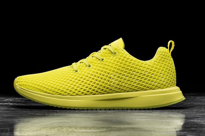 Yellow Nobull Neon Lime Mesh Runner Men\'s Running Shoes | CA R1138V